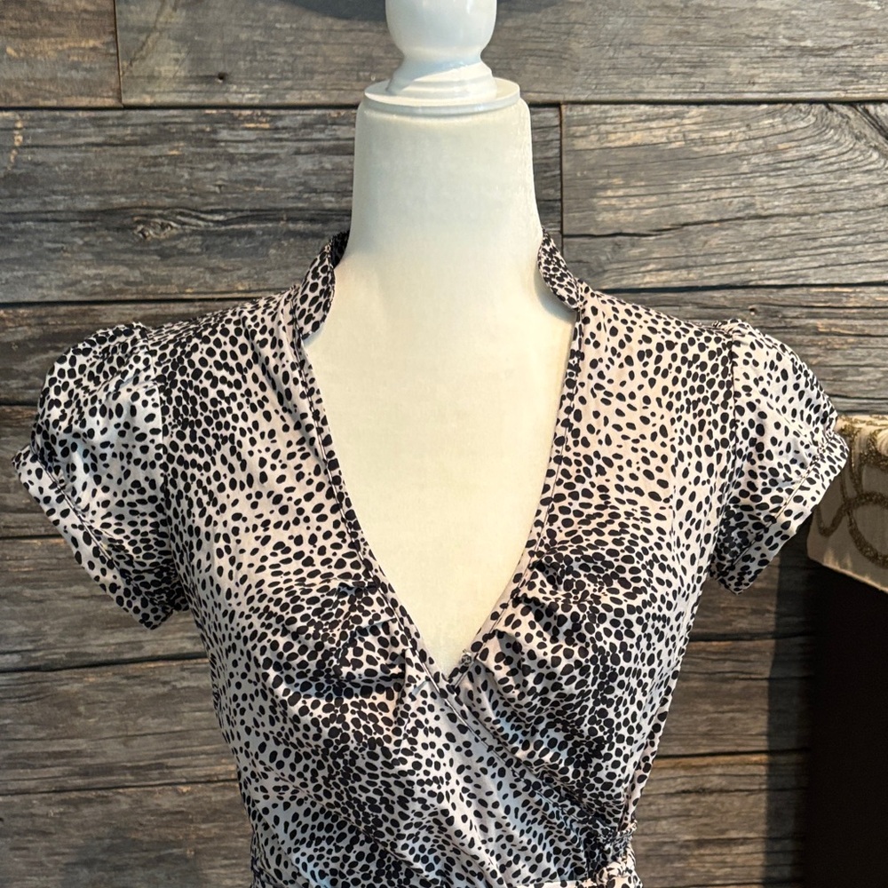 Express Black And White Patterned Wrap Mini Dress - image 3